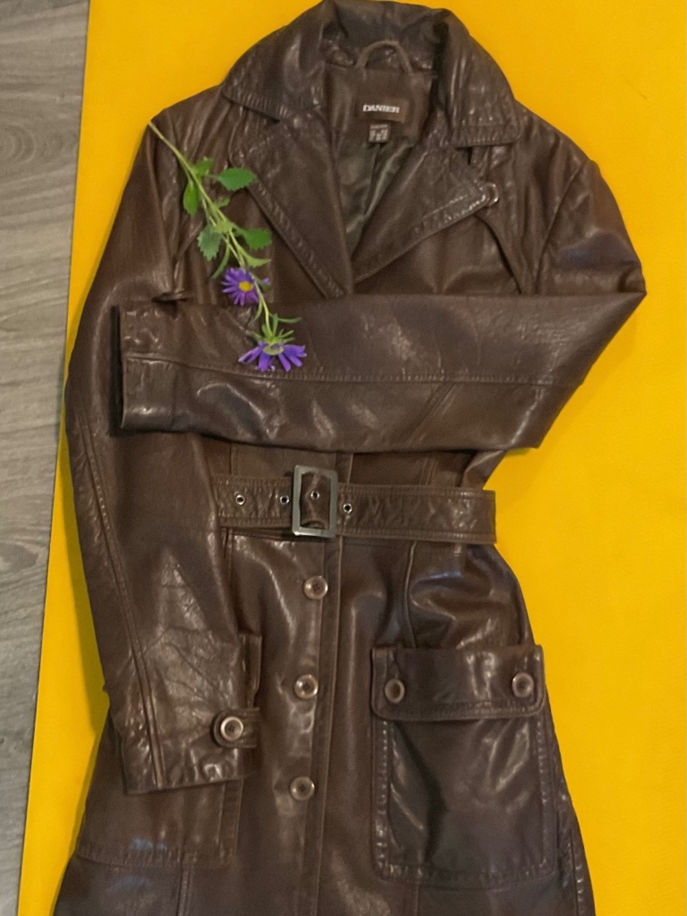 Vintage genuine leather long jacket